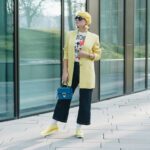 #LemonVerbena Outfit: in oversize Blazer, HMxMoschino Shirt, Platform Sneakers, Jeans Culotte und mit Coccinelle Arlettis Tasche